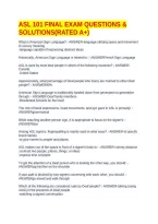 ASL 101 FINAL EXAM QUESTIONS & SOLUTIONS&lpar;RATED A&plus;&rpar;