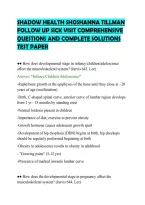 SHADOW HEALTH SHOSHANNA TILLMAN&NewLine;FOLLOW UP SICK VISIT COMPREHENSIVE&NewLine;QUESTIONS AND COMPLETE SOLUTIONS&NewLine;TEST PAPER&NewLine;