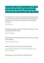 SHADOW HEALTH SHOSHANNA TILLMAN&NewLine;FOLLOW UP SICK VISIT CERTIFICATION&NewLine;EVALUATION QUESTIONS AND SOLUTIONS