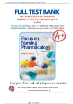 Test Bank For Focus on Nursing Pharmacology 8th Edition by Karch&comma; 9781975100964&comma; All Chapters with Answers and Rationals&NewLine;