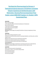 Test Bank for Pharmacology for Nurses&colon; A Pathophysiological Approach 7th Edition&vert; Complete Chapter Questions & Verified Answers with Rationales &vert; Nursing Pharmacology Exam Prep Guide &vert; Latest 2026&sol;2027 Update &vert; A&plus; Graded &vert; 100&percnt; Guaranteed Pass