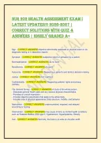 NUR 202 Health Assessment Exam 1 2026 &vert; Q&A Study Guide