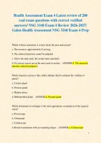 Health Assessment Exam 4 Latest review of 200 real exam questions with correct verified answers&sol; NSG 3160 Exam 4 Review 2026-2027&sol; Galen Health Assessment NSG 3160 Exam 4 Prep 