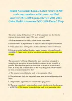 Health Assessment Exam 2 Latest review of 300 real exam questions with correct verified answers&sol; NSG 3160 Exam 2 Review 2026-2027&sol; Galen Health Assessment NSG 3160 Exam 2 Prep