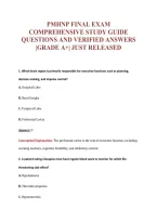 PMHNP FINAL EXAM&NewLine;COMPREHENSIVE STUDY GUIDE&NewLine;QUESTIONS AND VERIFIED ANSWERS&NewLine;&vert;GRADE A&plus;&vert; JUST RELEASED