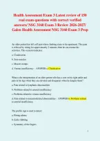 Bundle for Health Assessment Exams 1&comma; 2&comma; 3&comma; and 4 Latest review of 950 real exam questions with correct verified answers&sol; NSG 3160 Exams 1-4 Review 2026-2027&sol; Galen Health Assessment NSG 3160 Exam 1-4 Prep