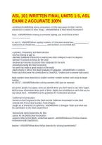 ASL 101 WRITTEN FINAL UNITS 1-5&comma; ASL EXAM 2 ACCURATE 100&percnt;