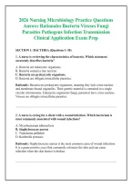 2026 Nursing Microbiology Practice Questions &NewLine;Answer Rationales Bacteria Viruses Fungi &NewLine;Parasites Pathogens Infection Transmission &NewLine;Clinical Application Exam Prep