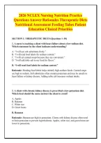 2026 NCLEX Nursing Nutrition Practice &NewLine;Questions Answer Rationales Therapeutic Diets &NewLine;Nutritional Assessment Feeding Tubes Patient &NewLine;Education Clinical Priorities 