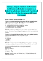 Nursing Lifespan Nutrition 2026 Practice &NewLine;Test Questions&colon; Detailed Explanations on &NewLine;Pediatric&comma; Adult&comma; and Older Adult Nutritional &NewLine;Needs&comma; Growth&comma; Development&comma; and Dietary &NewLine;Assessment