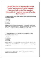 Nursing Nutrition 2026 Vitamins Minerals &NewLine;Practice Test Questions Detailed Rationales &NewLine;Nutritional Deficiencies Macronutrients &NewLine;Micronutrients Symptoms Assessment Nursing &NewLine;Interventions 