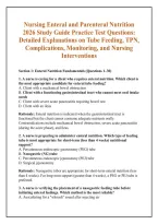 Nursing Enteral and Parenteral Nutrition &NewLine;2026 Study Guide Practice Test Questions&colon; &NewLine;Detailed Explanations on Tube Feeding&comma; TPN&comma; &NewLine;Complications&comma; Monitoring&comma; and Nursing &NewLine;Interventions