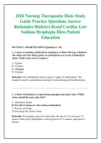 2026 Nursing Therapeutic Diets Study &NewLine;Guide Practice Questions Answer &NewLine;Rationales Diabetes Renal Cardiac Low &NewLine;Sodium Dysphagia Diets Patient &NewLine;Education