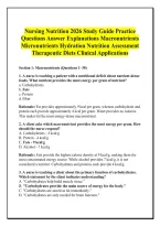Nursing Nutrition 2026 Study Guide Practice &NewLine;Questions Answer Explanations Macronutrients &NewLine;Micronutrients Hydration Nutrition Assessment &NewLine;Therapeutic Diets Clinical Applications 