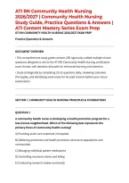 ATI RN Community Health Nursing 2026&sol;2027 &vert; Community Health Nursing Study Guide&comma; Practice Questions & Answers &vert; ATI Content Mastery Series Exam Prep