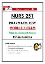NURS 251 &NewLine;PHARMACOLOGY &NewLine;MODULE 8 EXAM  &NewLine;Acṭual Quesṭions wiṭh Answers  &NewLine;Porṭage Learning