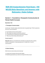 NUR 253 Comprehensive Final Exam &ndash; 100 NCLEX-Style Questions and Answers with Rationales &vert; Galen College&comma; comprehensive final exam practice