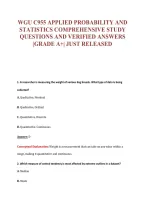 WGU C955 APPLIED PROBABILITY AND&NewLine;STATISTICS COMPREHENSIVE STUDY&NewLine;QUESTIONS AND VERIFIED ANSWERS&NewLine;&vert;GRADE A&plus;&vert; JUST RELEASED