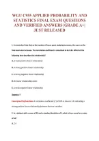 WGU C955 APPLIED PROBABILITY AND&NewLine;STATISTICS FINAL EXAM QUESTIONS&NewLine;AND VERIFIED ANSWERS &vert;GRADE A&plus;&vert;&NewLine;JUST RELEASED