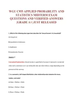 WGU C955 APPLIED PROBABILITY AND&NewLine;STATISTICS MIDTERM EXAM&NewLine;QUESTIONS AND VERIFIED ANSWERS&NewLine;&vert;GRADE A&plus;&vert; JUST RELEASED