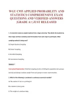 WGU C955 APPLIED PROBABILITY AND&NewLine;STATISTICS COMPREHENSIVE EXAM&NewLine;QUESTIONS AND VERIFIED ANSWERS&NewLine;&vert;GRADE A&plus;&vert; JUST RELEASED