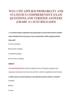 WGU C955 APPLIED PROBABILITY AND&NewLine;STATISTICS COMPREHENSIVE EXAM&NewLine;QUESTIONS AND VERIFIED ANSWERS&NewLine;&vert;GRADE A&plus;&vert; JUST RELEASED