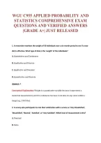 WGU C955 APPLIED PROBABILITY AND&NewLine;STATISTICS COMPREHENSIVE EXAM&NewLine;QUESTIONS AND VERIFIED ANSWERS&NewLine;&vert;GRADE A&plus;&vert; JUST RELEASED