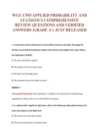 WGU C955 APPLIED PROBABILITY AND&NewLine;STATISTICS COMPREHENSIVE&NewLine;REVIEW QUESTIONS AND VERIFIED&NewLine;ANSWERS &vert;GRADE A&plus;&vert; JUST RELEASED