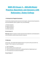 NUR 253 Exam 3 &ndash; NCLEX-Style Practice Questions and Answers with Rationales &vert; Galen College&comma; NCLEX-style practice exam with rationales