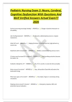 Pediatric Nursing Exam 3&colon; Neuro&comma; Cerebral&comma;&NewLine;Cognitive Dysfunction With Questions And&NewLine;Well Verified Answers Actual Exam&excl;&excl;&excl;&NewLine;2026