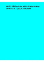 NURS 5315 Advanced Pathophysiology UTA Exam 1 Q&A 2026&ndash;2027 &ndash; Study Guide&comma; Practice Questions&comma; Key Concepts & Comprehensive Exam Review