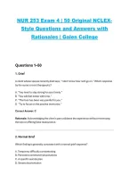 Package deal for NUR 253 Exam 1-4 and Final Exam &ndash; Original NCLEX-Style Questions and Answers with Rationales &vert; Galen College&comma; NCLEX-style practice exam with rationales