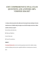 EMT COMPREHENSIVE FINAL EXAM&NewLine;QUESTIONS AND ANSWERS 100&percnt;&NewLine;VERIFIED 2026&sol;2027