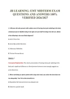 JB LEARNING&colon; EMT MIDTERM EXAM&NewLine;QUESTIONS AND ANSWERS 100&percnt;&NewLine;VERIFIED 2026&sol;2027