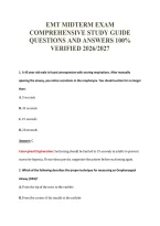 EMT MIDTERM EXAM&NewLine;COMPREHENSIVE STUDY GUIDE&NewLine;QUESTIONS AND ANSWERS 100&percnt;&NewLine;VERIFIED 2026&sol;2027