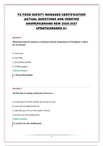 TX FOOD SAFETY MANAGER CERTIFICATION &vert;ACTUAL QUESTIONS AND VERIFIED ANSWERS&vert;BRAND NEW 2026-2027 UPDATE&vert;GRADED A&plus;