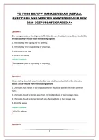 TX FOOD SAFETY MANAGER EXAM &vert;ACTUAL QUESTIONS AND VERIFIED ANSWERS&vert;BRAND NEW 2026-2027 UPDATE&vert;GRADED A&plus;