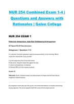 NUR 254 Combined Exam 1&ndash;4 &ndash; Questions and Answers with Rationales &vert; Galen College&comma; comprehensive exam review with rationales