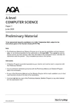 AQA -level&NewLine;COMPUTER SCIENCE &lpar;7517&sol;1 &rpar;&NewLine;Paper 1&NewLine;June 2026&NewLine;Preliminary Material