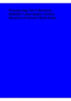 Pharmacology Test 4 Questions 2026&lowbar;2027 Latest Update &ndash; Questions & Answers Study Guide &vert; Comprehensive Exam Review