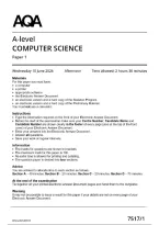 AQA A-level&NewLine;Paper 1 COMPUTER SCIENCE &lpar; 7517&sol;1 &rpar;&NewLine;Question paper for  June 2026&NewLine;
