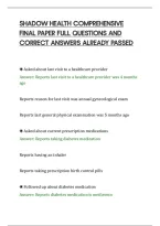 SHADOW HEALTH COMPREHENSIVE&NewLine;FINAL PAPER FULL QUESTIONS AND&NewLine;CORRECT ANSWERS ALREADY PASSED