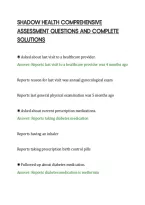 SHADOW HEALTH COMPREHENSIVE&NewLine;ASSESSMENT QUESTIONS AND COMPLETE&NewLine;SOLUTIONS