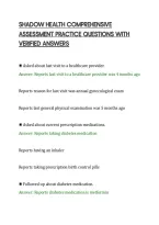 SHADOW HEALTH COMPREHENSIVE&NewLine;ASSESSMENT PRACTICE QUESTIONS WITH&NewLine;VERIFIED ANSWERS
