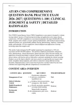 ATI RN CMS COMPREHENSIVE &NewLine;QUESTION BANK PRACTICE EXAM &NewLine;2026&ndash;2027 &vert; QUESTIONS 1&ndash;100 &vert; CLINICAL &NewLine;JUDGMENT & SAFETY &vert; DETAILED &NewLine;RATIONALES &NewLine;ATI RN CMS COMPREHENSIVE &NewLine;QUESTION BANK PRACTICE EXAM &NewLine;2026&ndash;2027 &vert; QUESTIONS 1&ndash;100 &vert; CLINICAL &NewLine;JUDGMENT & SAFE