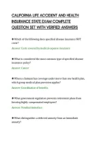 CALIFORNIA LIFE ACCIDENT AND HEALTH&NewLine;INSURANCE STATE EXAM COMPLETE&NewLine;QUESTION SET WITH VERIFIED ANSWERS&NewLine;