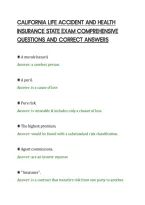 CALIFORNIA LIFE ACCIDENT AND HEALTH&NewLine;INSURANCE STATE EXAM COMPREHENSIVE&NewLine;QUESTIONS AND CORRECT ANSWERS&NewLine;