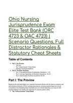 Ohio Nursing Jurisprudence Exam Elite Test Bank &lpar;ORC 4723 & OAC 4723&rpar; &vert; Scenario Questions&comma; Full Distractor Rationales & Statutory Cheat Sheets &lpar;2026&sol;2027&rpar;