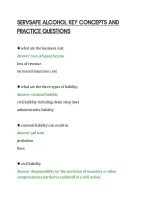 SERVSAFE ALCOHOL KEY CONCEPTS AND&NewLine;PRACTICE QUESTIONS