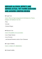 SERVSAFE ALCOHOL EFFECTS AND&NewLine;SERVICE ACTUAL TEST PAPER QUESTIONS&NewLine;AND ANSWERS VERIFIED REVIEW